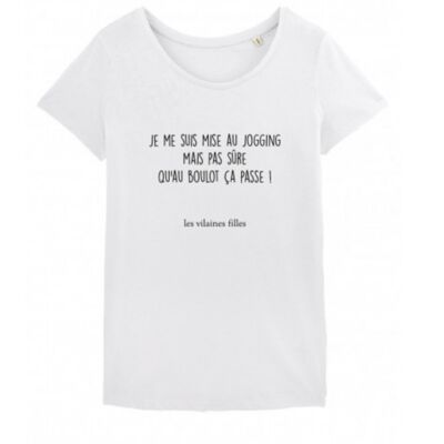 Tee-shirt col rond Je me suis mise...-Blanc