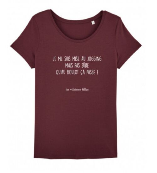 Tee-shirt col rond Je me suis mise...-Bordeaux