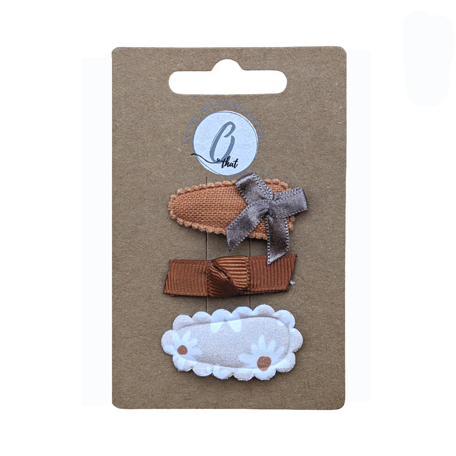 Baby hair clips scalloped edge / bow mini grosgrain taupe