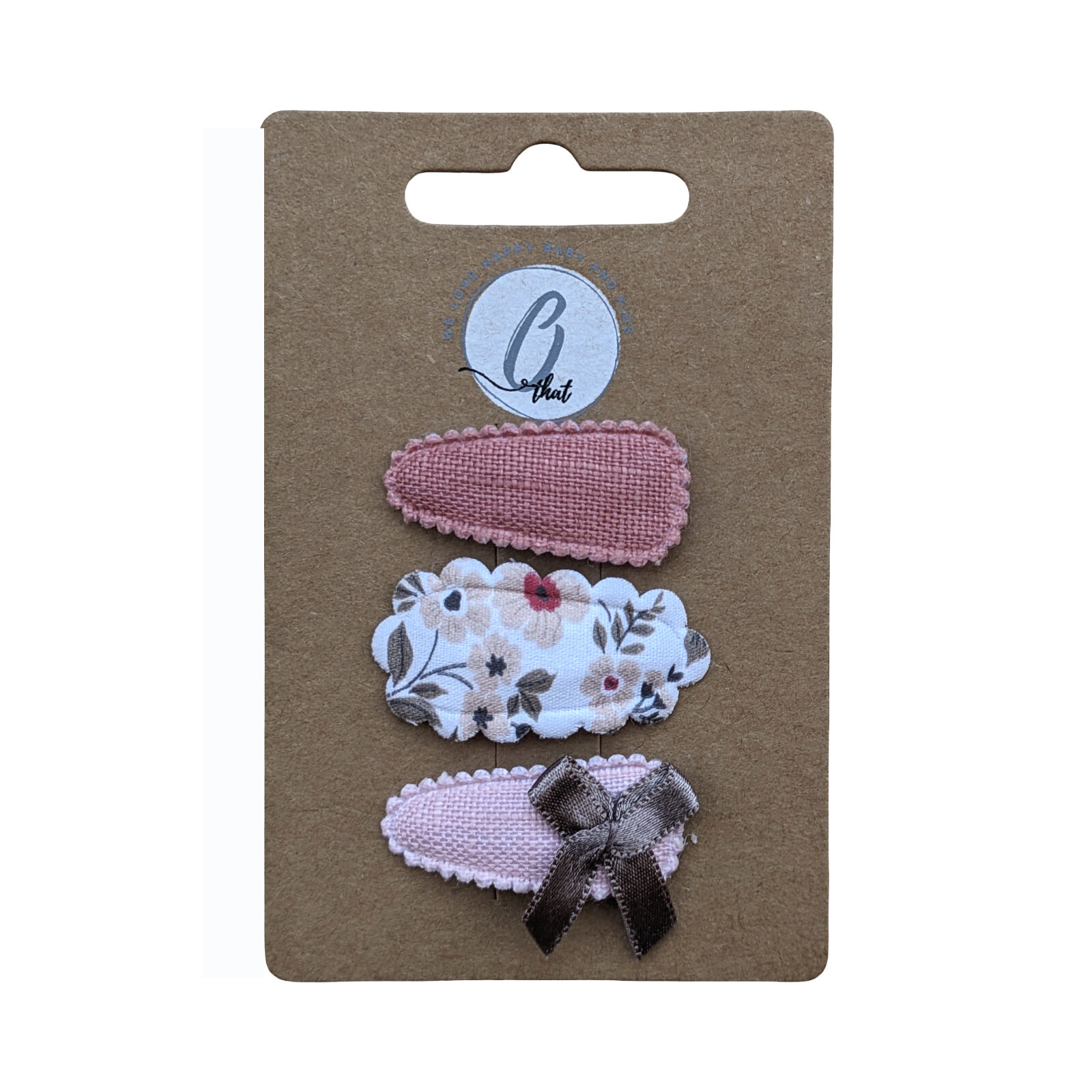 Baby hair clips scalloped edge / dusty pink / taupe bow