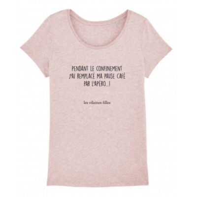 Round neck t-shirt During confinement, I replaced ... - Heather pink