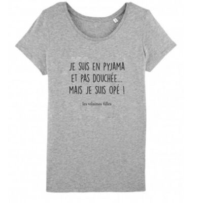 T-shirt girocollo I'm in Pyjamas-Grigio melange