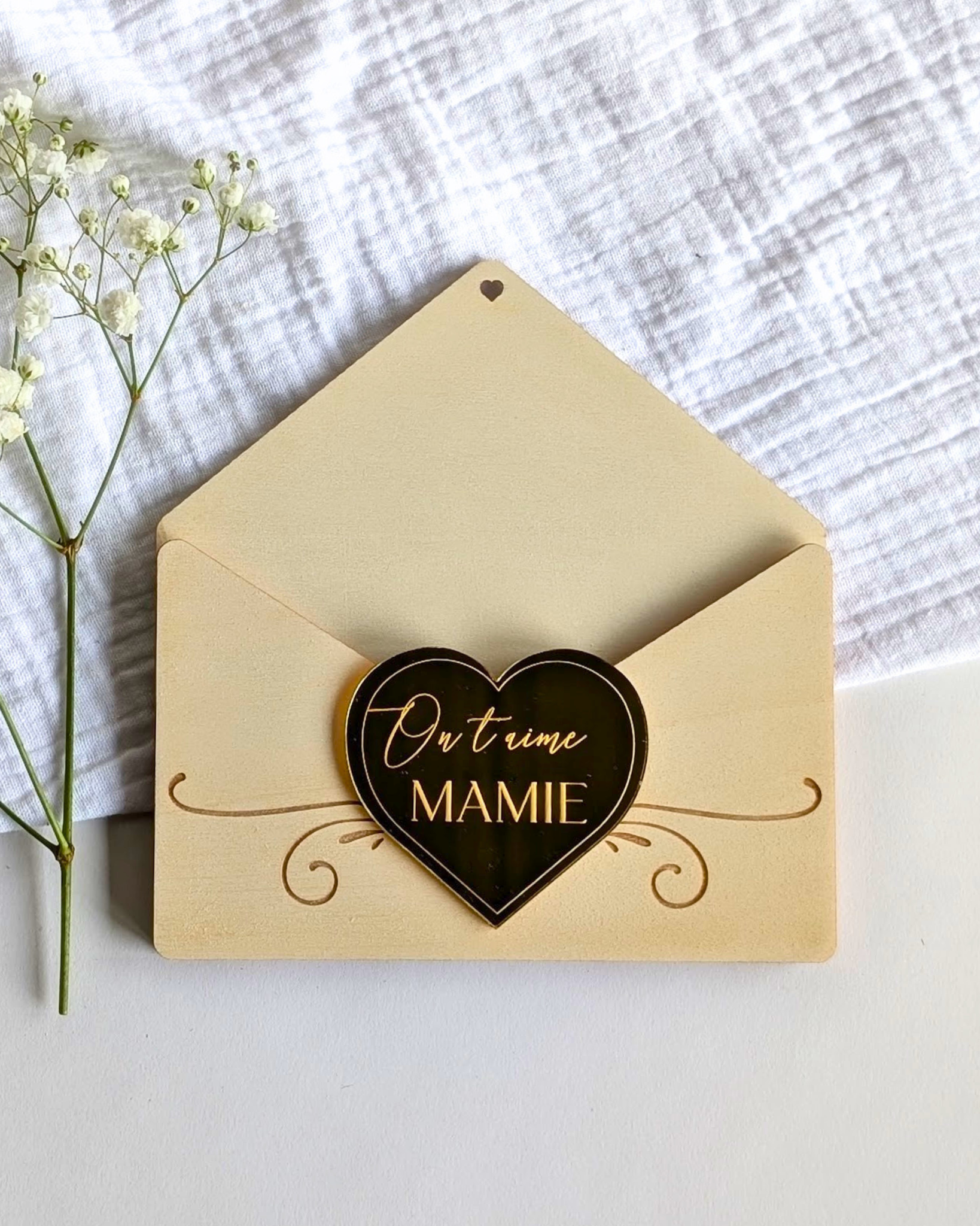 Wooden envelope for decorating with flowers | Gift for grandmother - Grandma gift - Grandparents' Day - Gift idea for a granny