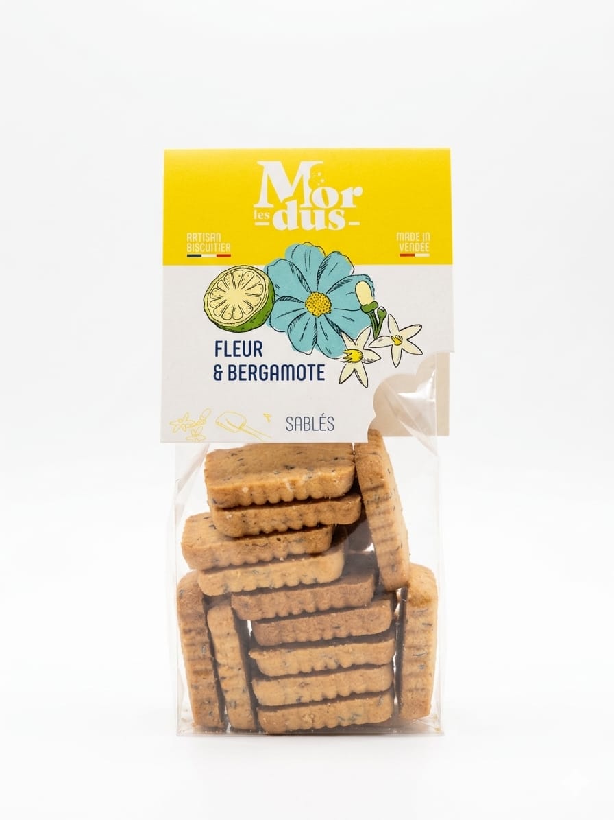 Flower & Bergamot Shortbread Cookies 125g - Made in the Vendée region