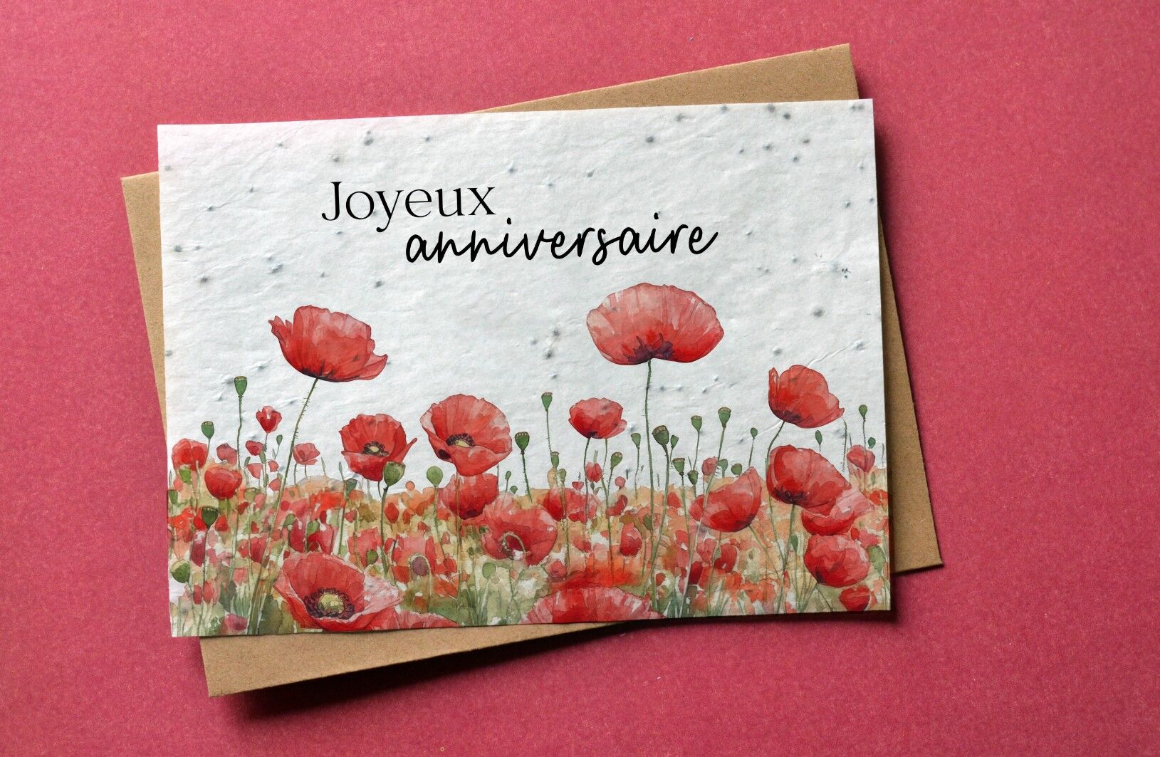 Seeded Happy Birthday Greeting Card - Poppies