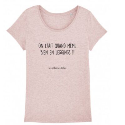 Tee-shirt col rond Leggings-Rose chiné