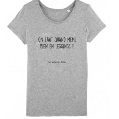 Tee-shirt col rond Leggings-Gris chiné