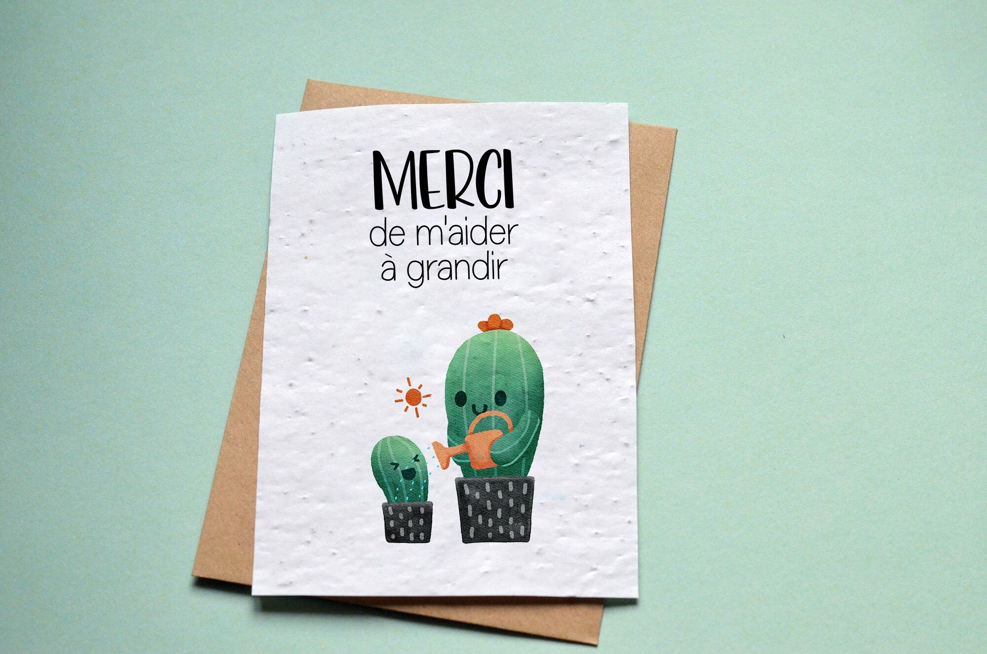Plantable card. Thank you for helping me grow. Cactus.