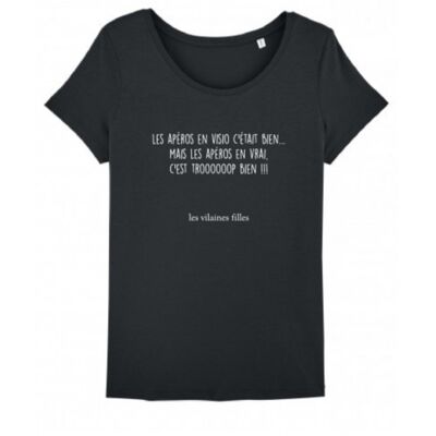 Tee-shirt col rond Les apéros en visio-Noir