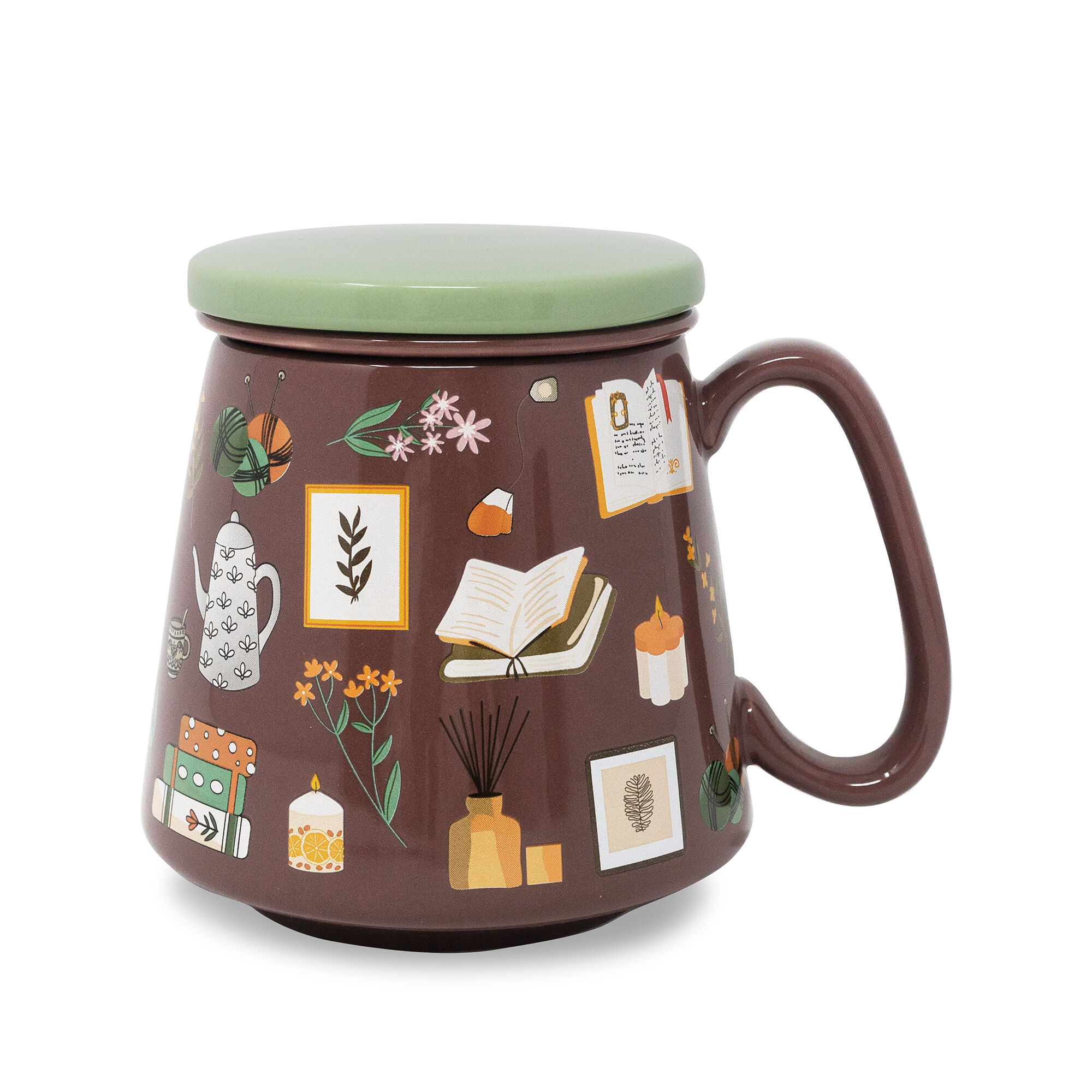 Tea Infuser Mug - Book Nook - Brown