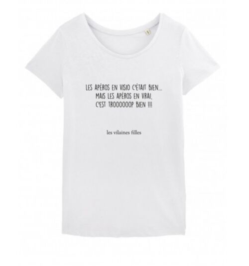 Tee-shirt col rond Les apéros en visio-Blanc