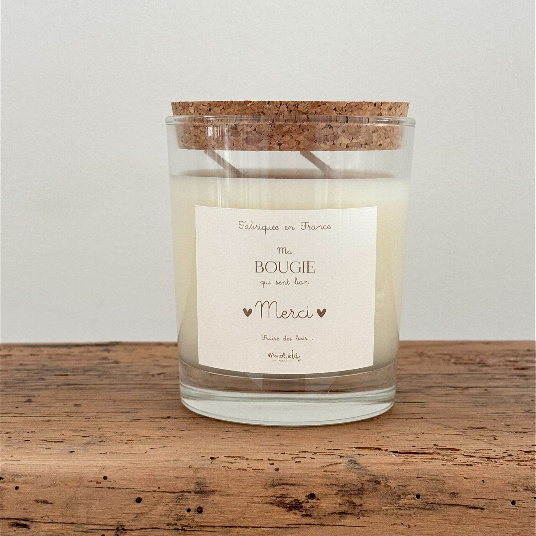 "THANK YOU" vegetable candle, 2 wicks, 220g - Raspberry-Caramel