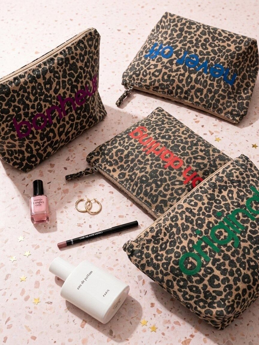 Neceser con estampado de leopardo