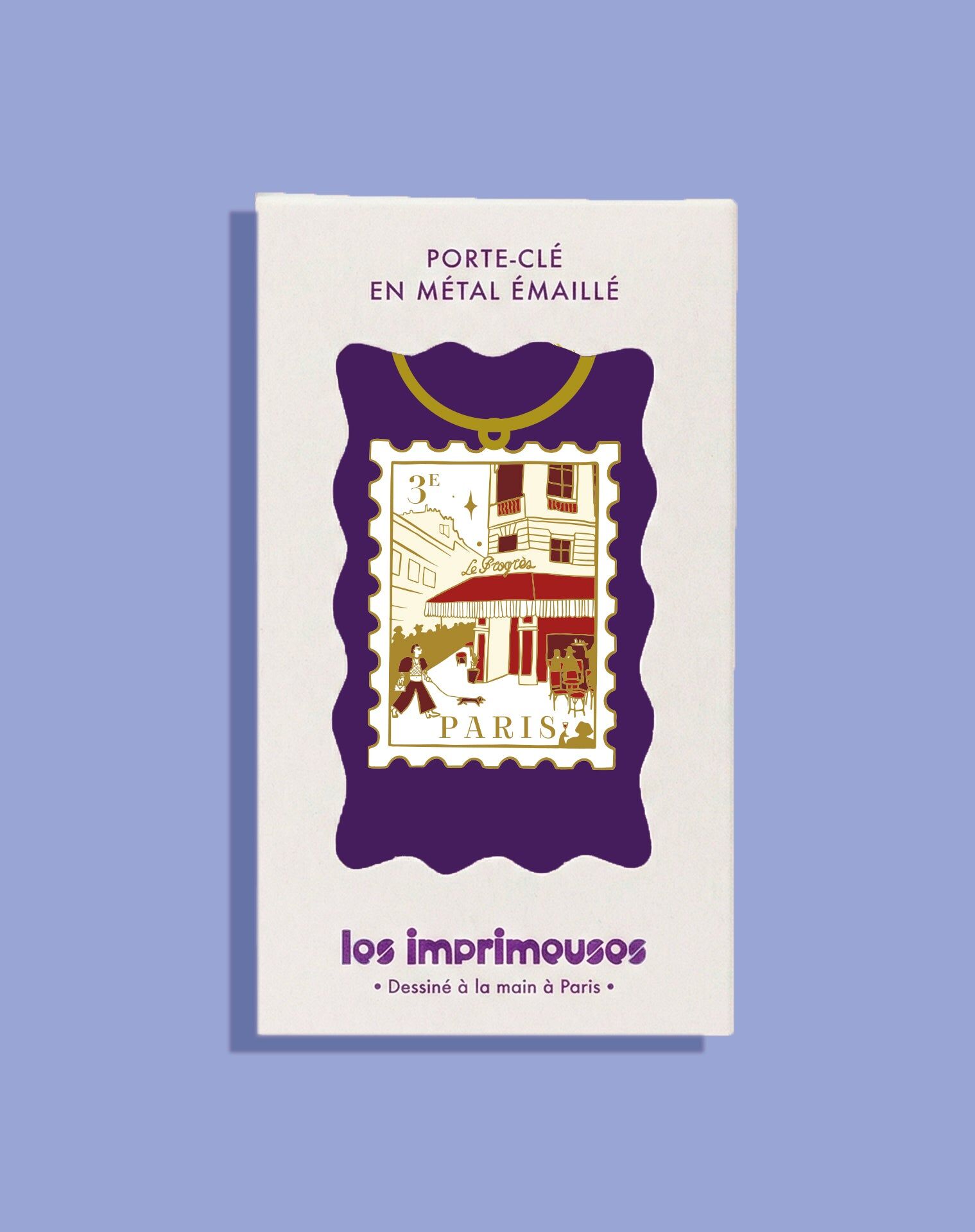 Paris 3rd arrondissement stamp keychain - Under the sky of the Haut-Marais