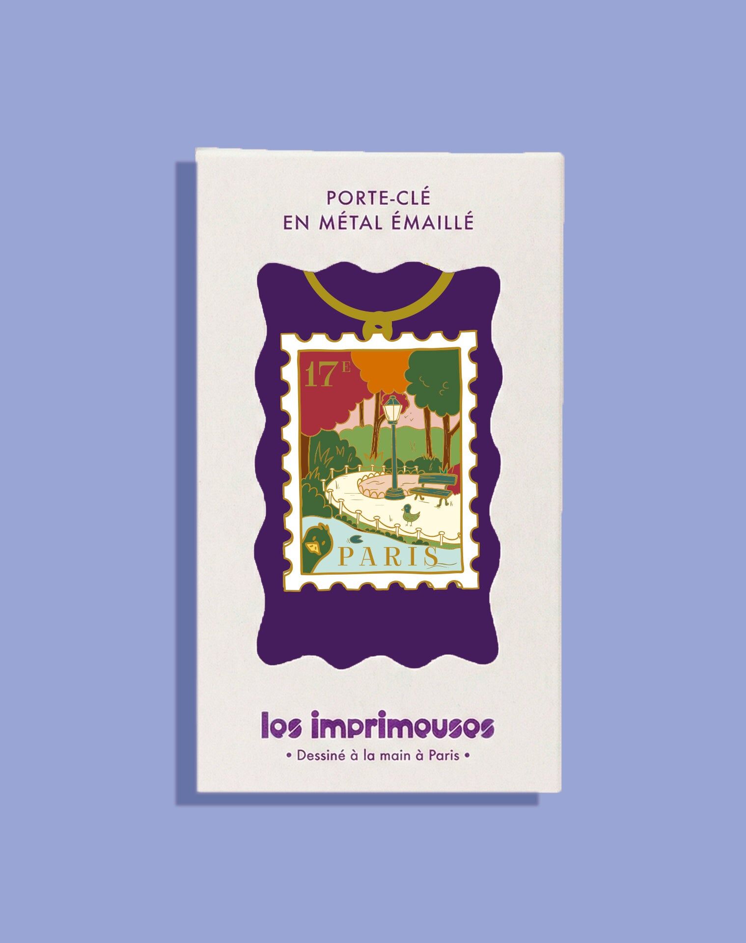 Paris 17th district stamp keychain - Under the park sky