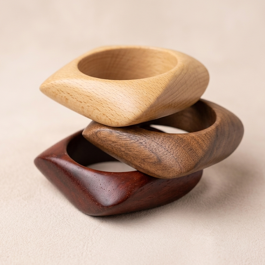 Elegantes quadratisches Barock-Armband aus Holz