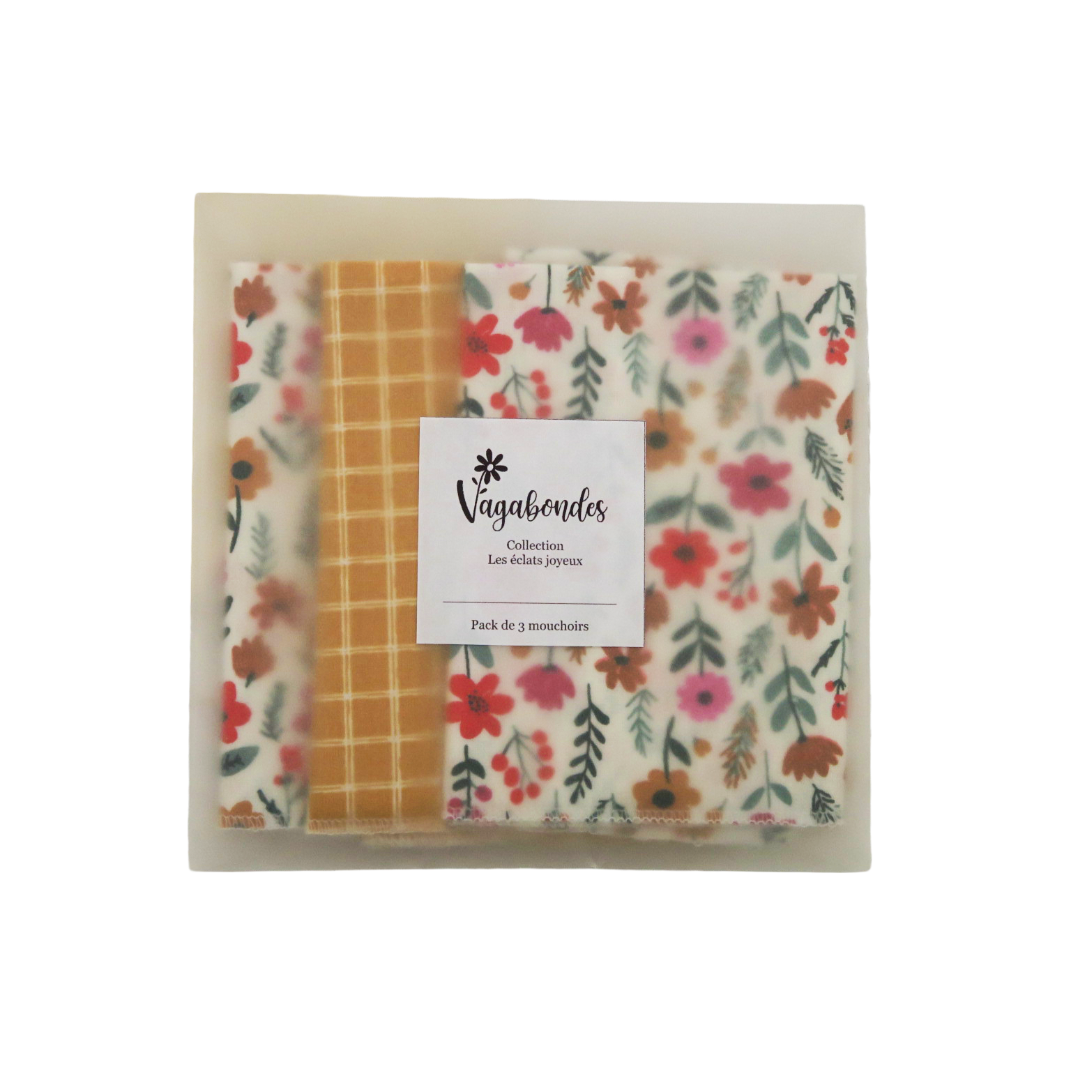 Set of 3 washable handkerchiefs 25x25 cm - MADDY - Joyful Sparkles Collection