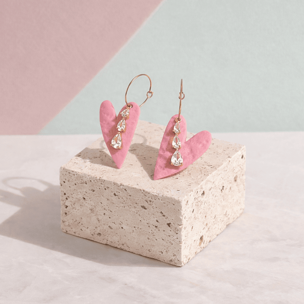 Lovea Orecchini Cuore – Cuore Zirconi Handmade Oro