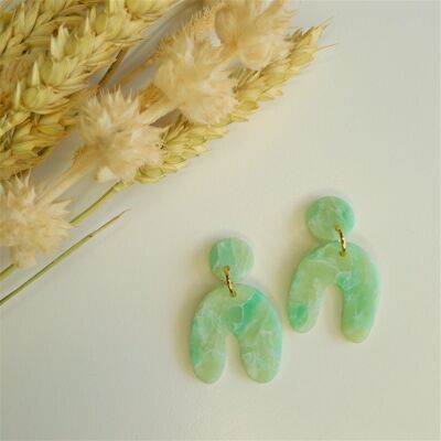 Faux Jade Arch Earrings