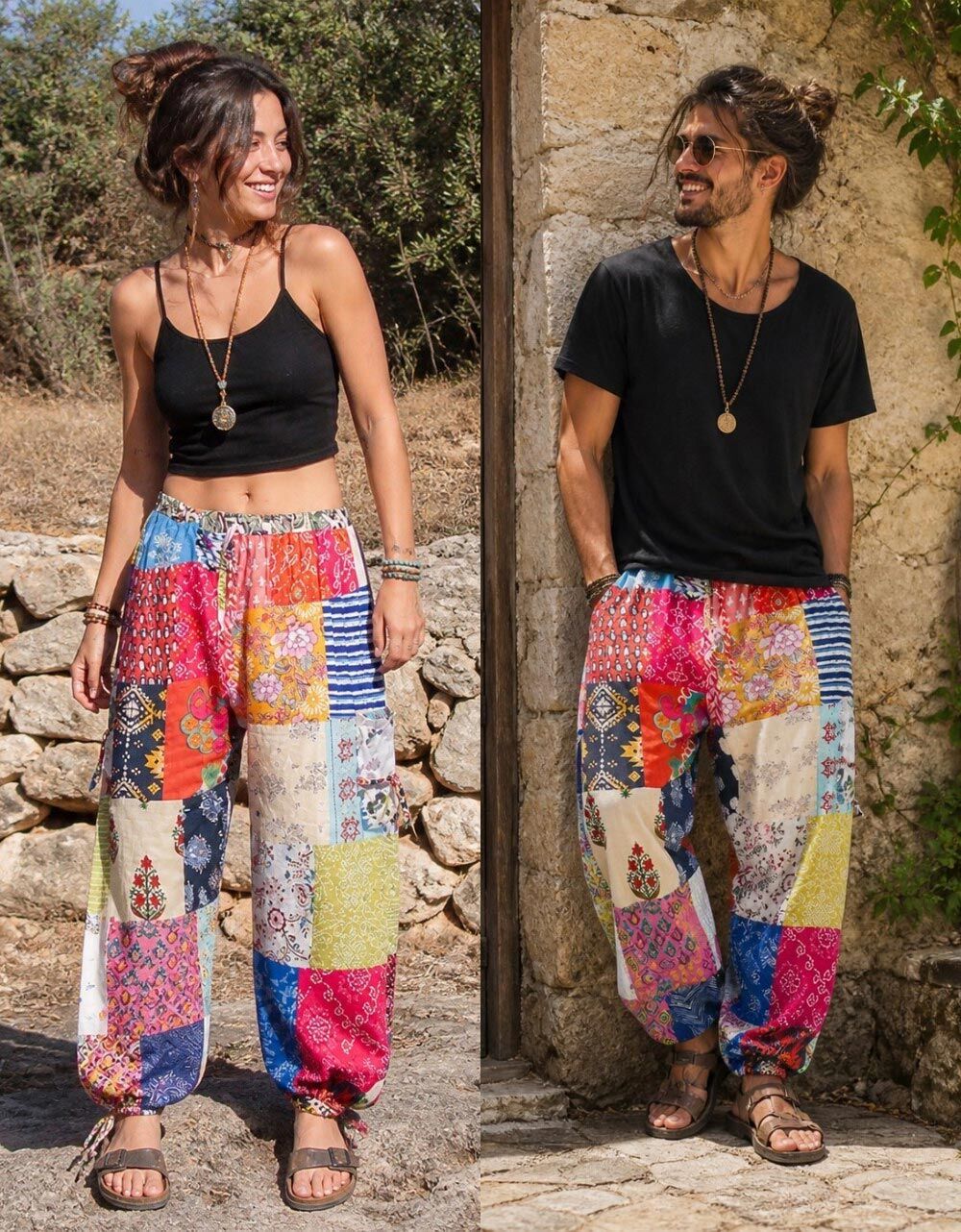 Cotton patchwork trousers