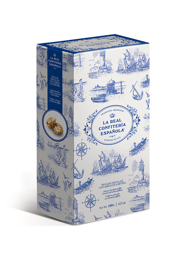 Trufa artesana de chocolate cubierta con láminas de almendra