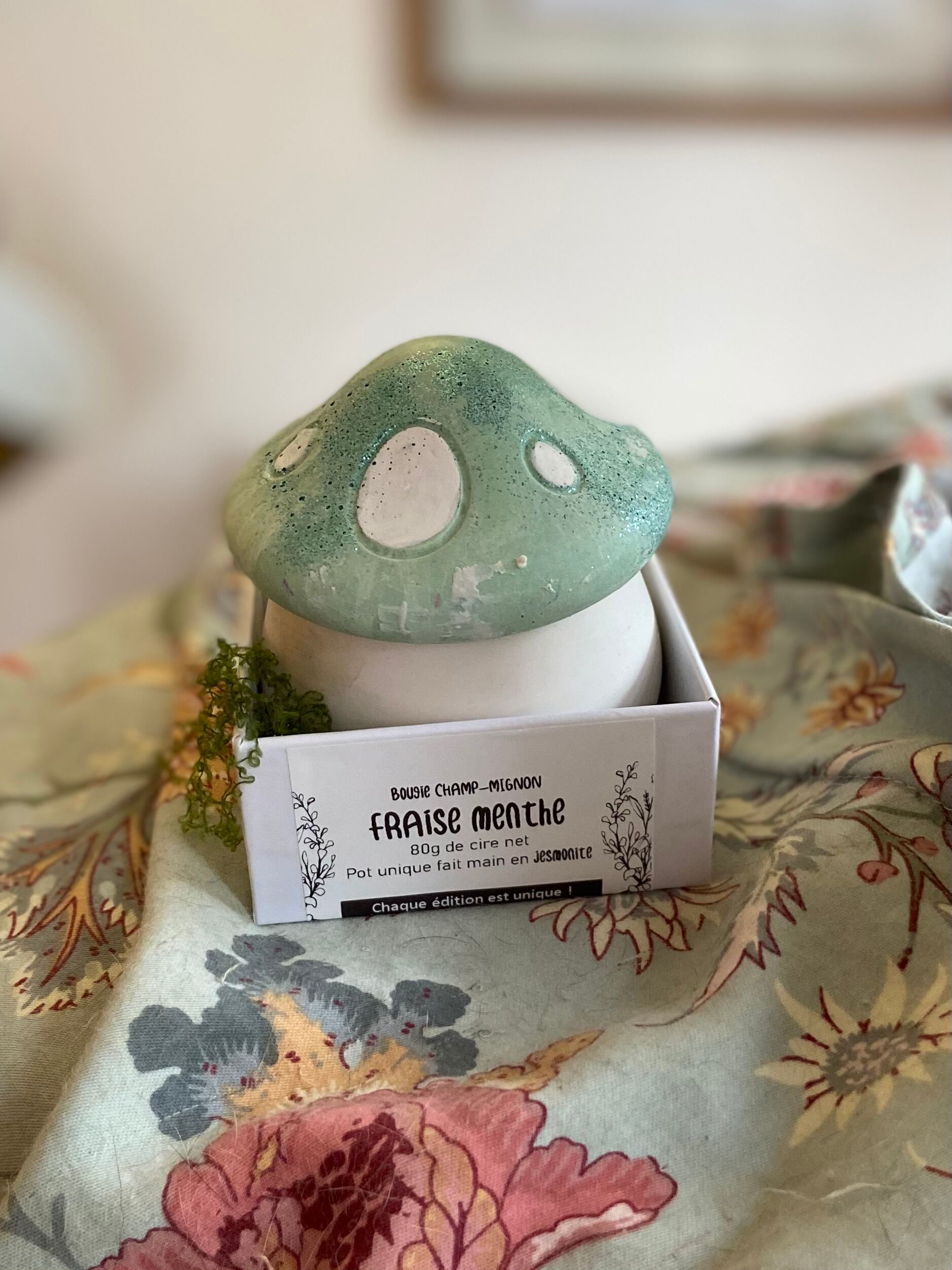 Handmade Mushroom Jar Candle - Strawberry Mint Scent