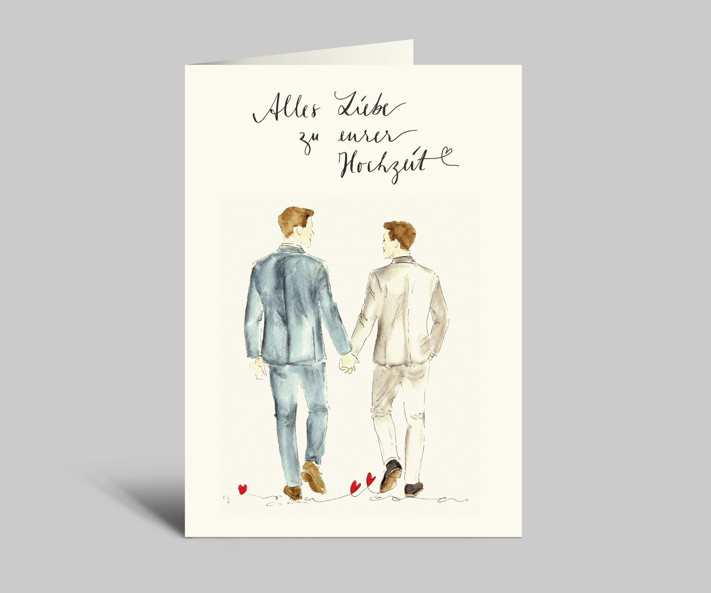 Biglietto di auguri per matrimonio | LGBTQI+ | Due uomini che si sposano | Auguri per le nozze | Biglietto pieghevole con busta