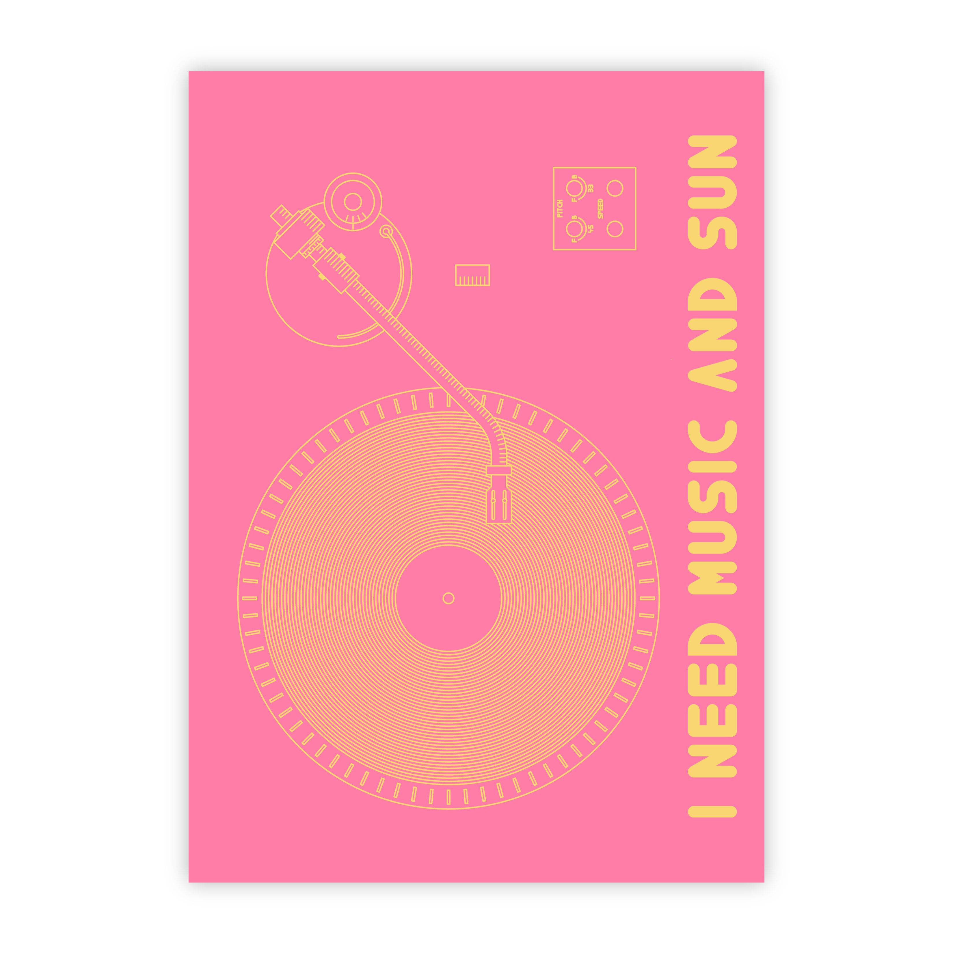 I need music and sun rose - postcard
