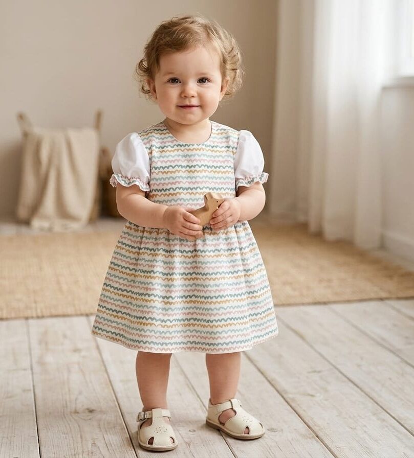 Olivfarbenes Babykleid