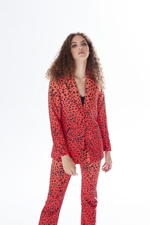 AW21/22 -  Liquorish leopard Print Ombre Suit Blazer In Orange - Size 10