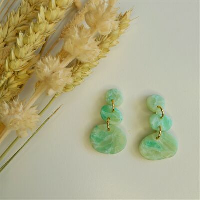 Faux Jade Three Drop Dangle Earrings