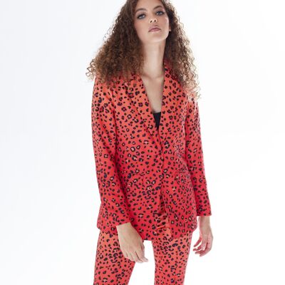 AW21/22 - Liquorish leopard Print Ombre Suit Blazer In Orange - Size 12