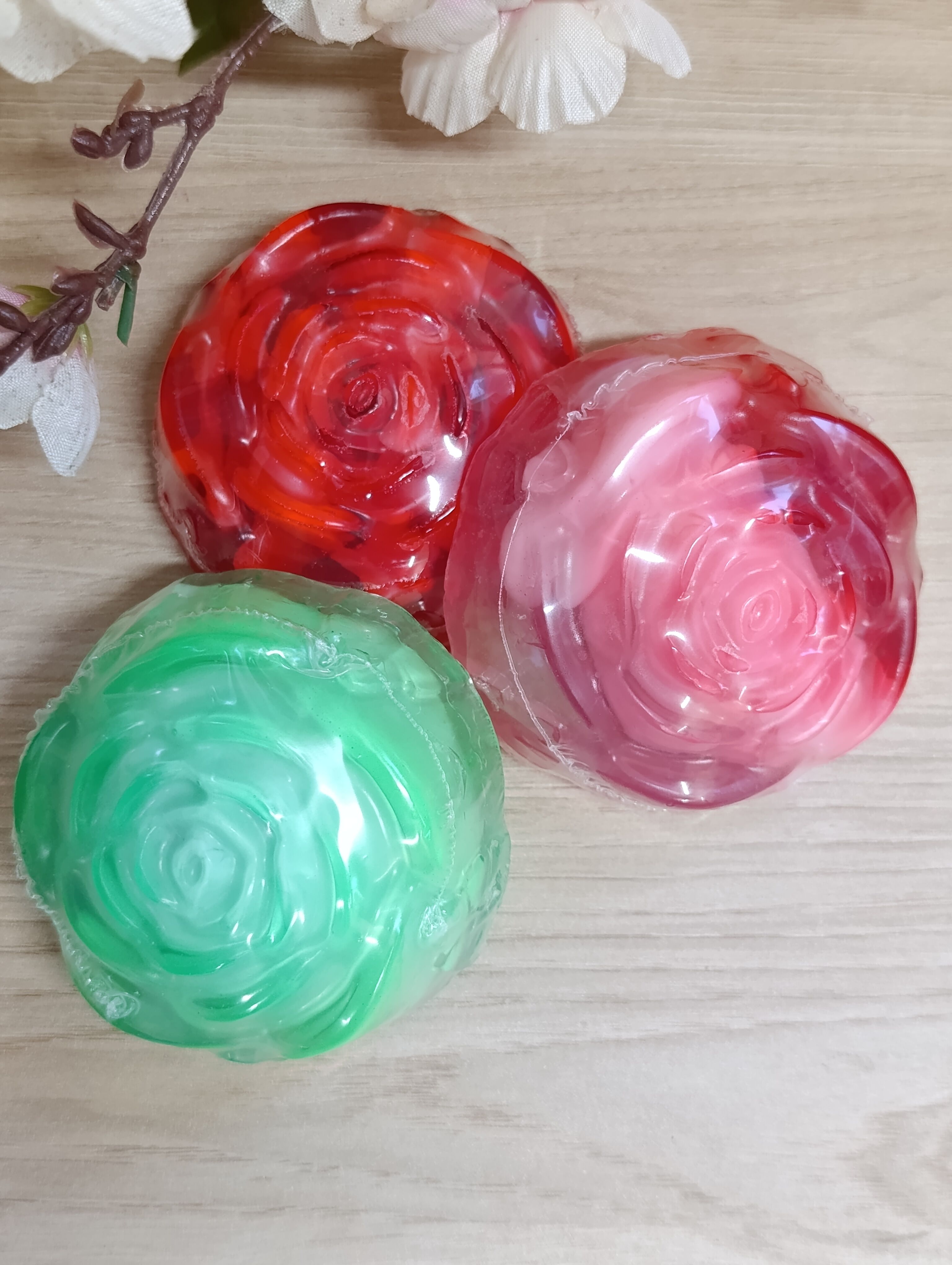 Glycerin soap in the shape of a flower