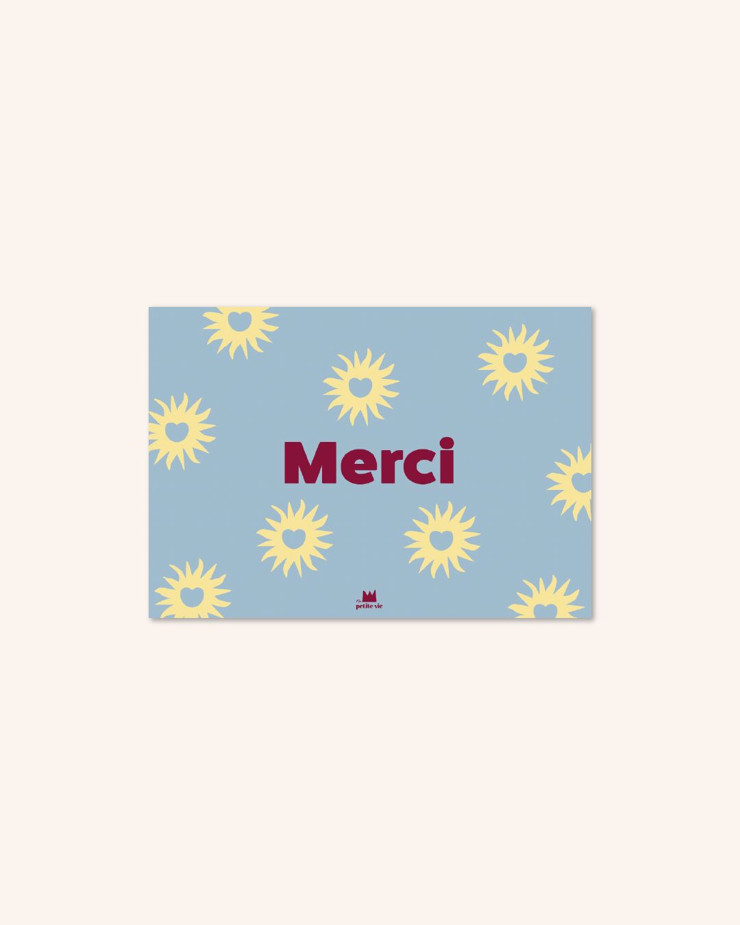 Mini carte "Remerciement" : Merci soleil bleu (avec enveloppe)