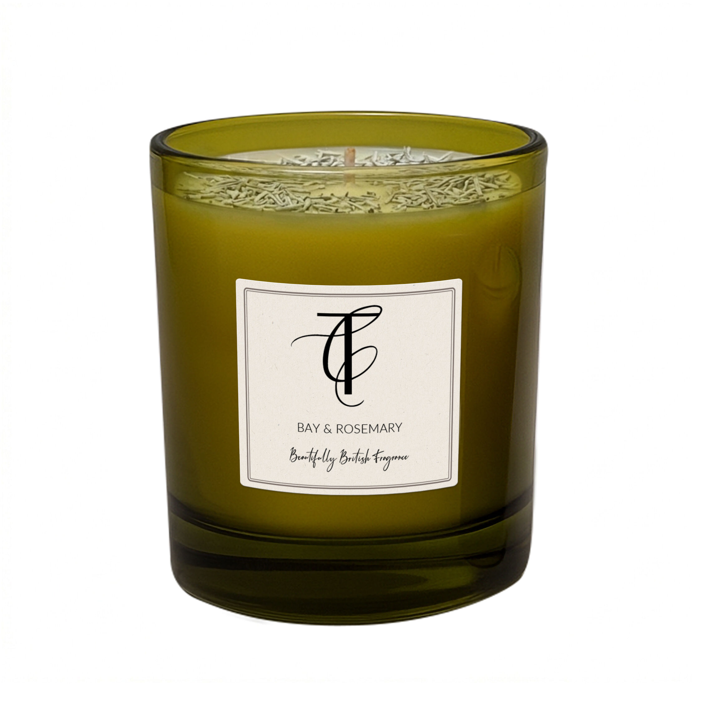 Herb Garden-Bay & Rosemary 30cl Glass Candle (Green Glass)