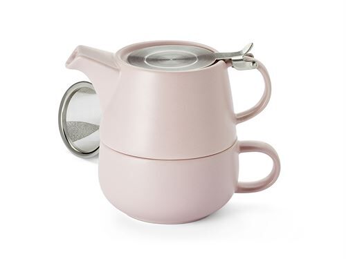 Rose ceramic tea set – 0.5L teapot + 0.25L cup with stainless steel filter