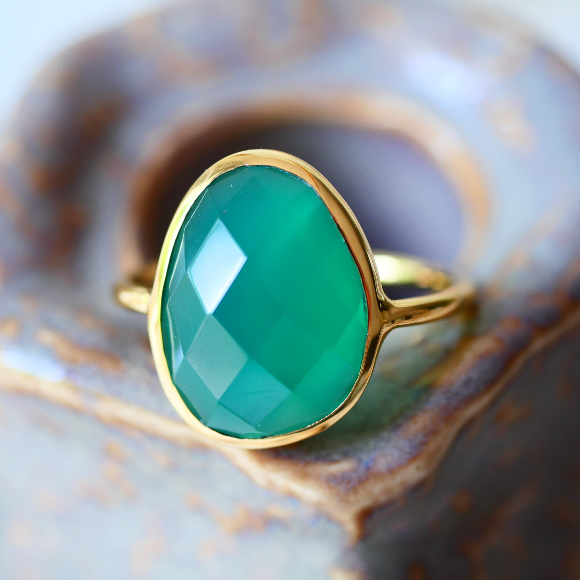 Bague Réglable Mukti Onyx Vert - Ancrage & Vitalité