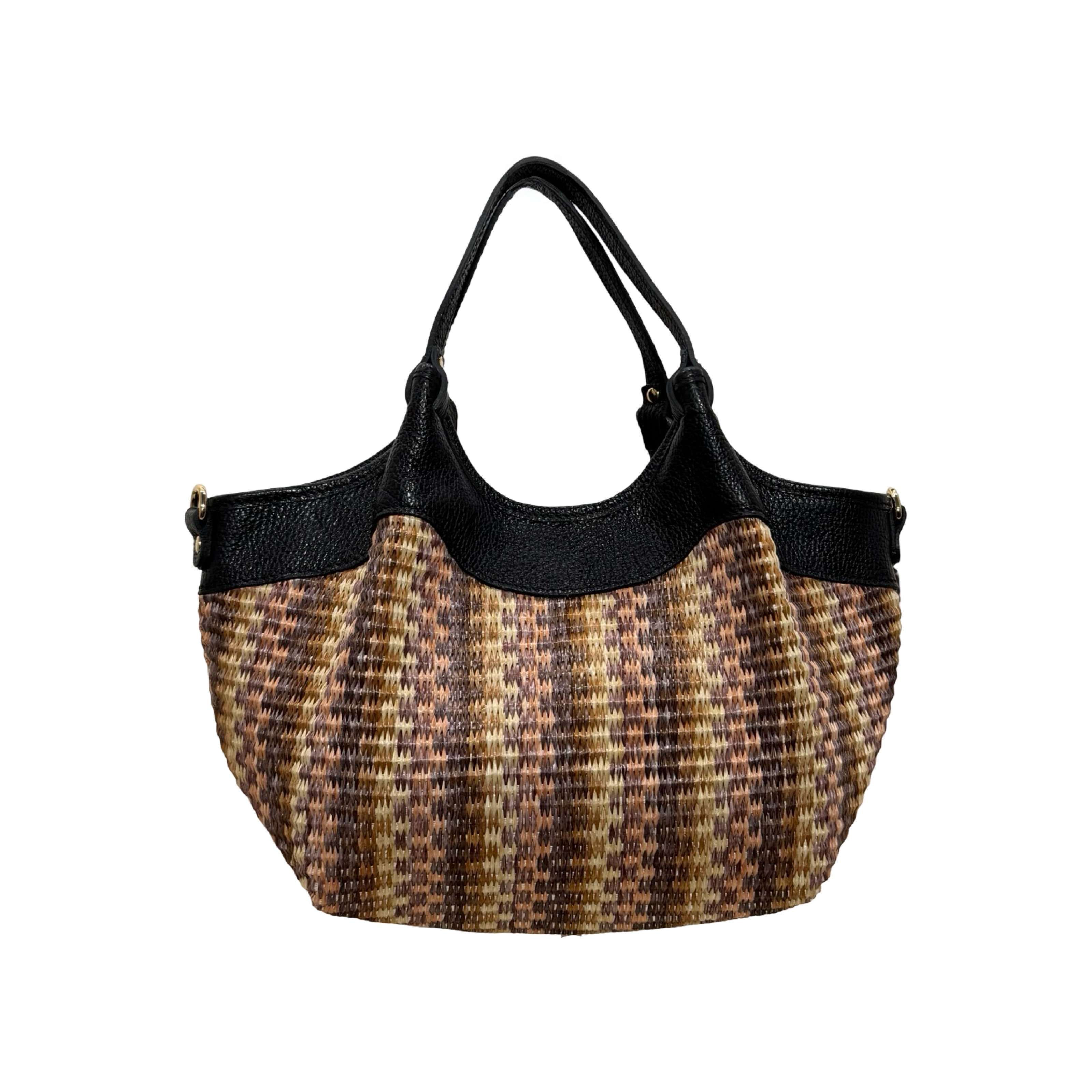 Olga Medium Multicolored Raffia Leather Bag