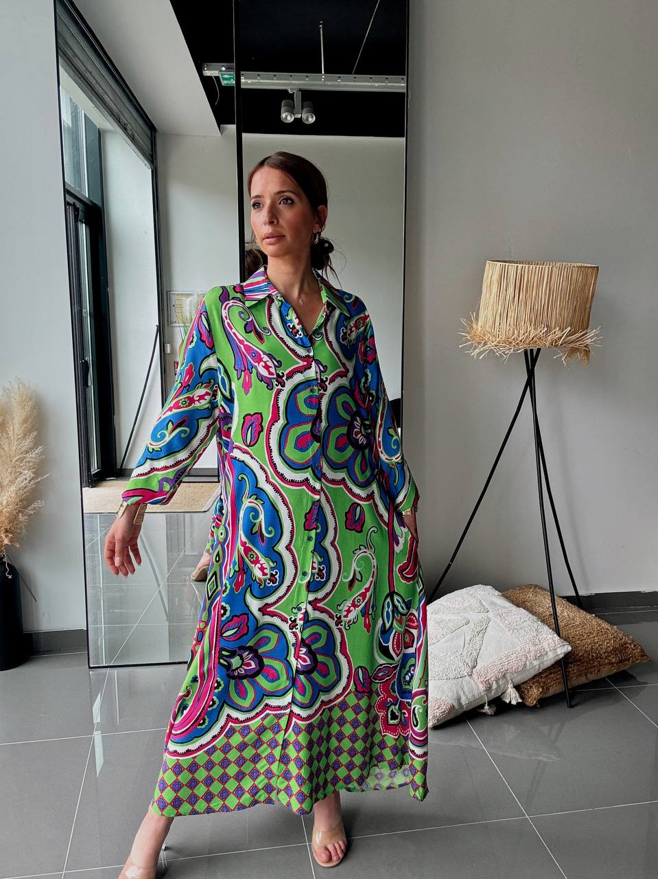 Long printed shirt dress – Graphic bohemian style