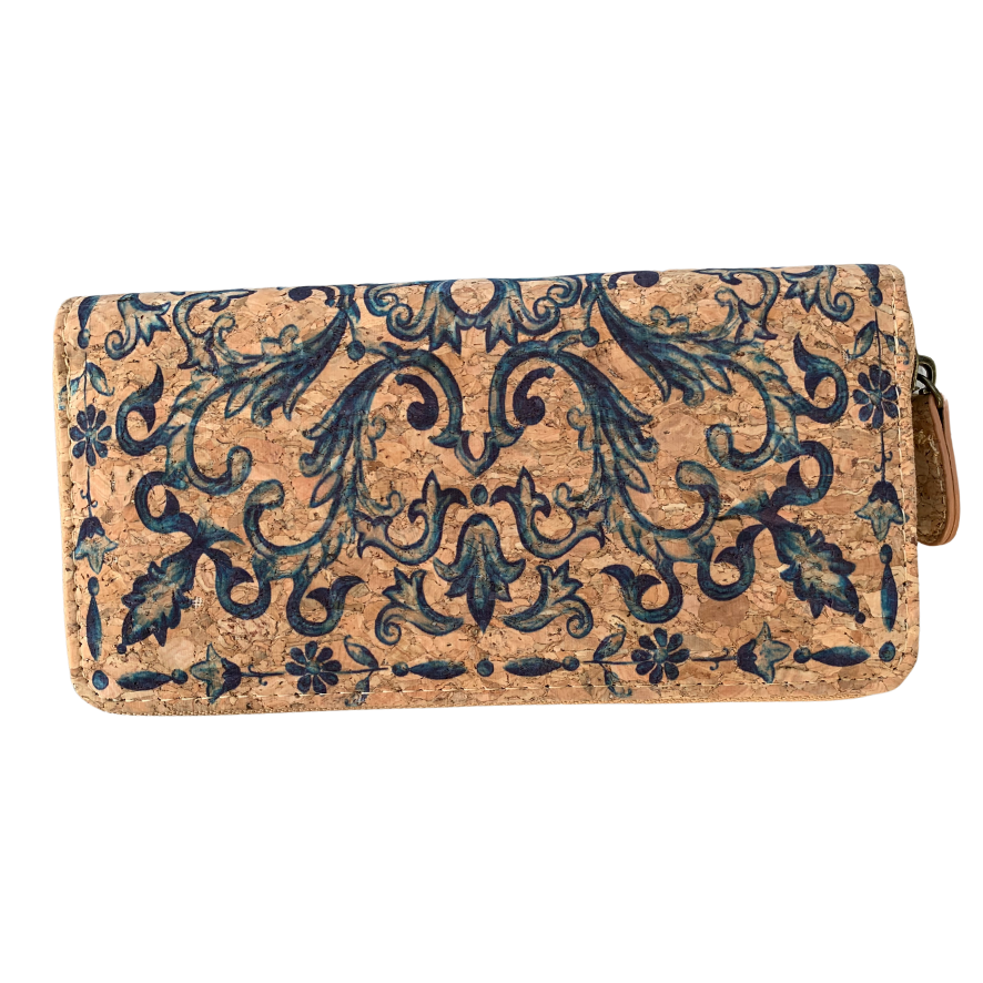Green Goose Cork Ladies' Wallet - Delft Blue