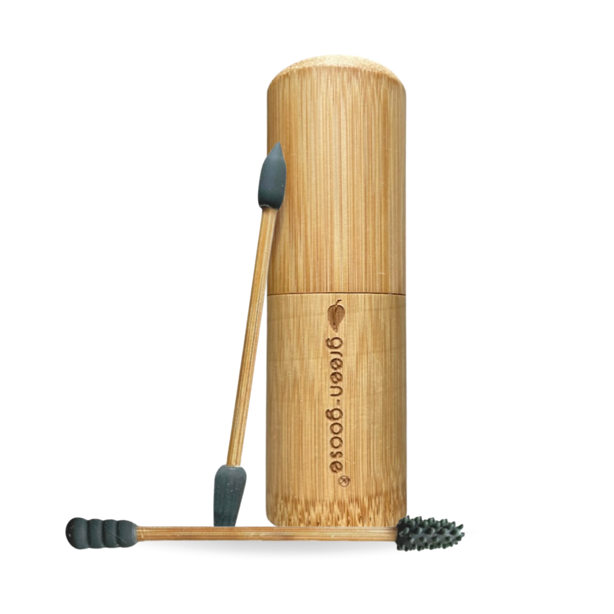 Green-Goose Reusable Cotton Swabs (2 Pieces) in Bamboo Holder