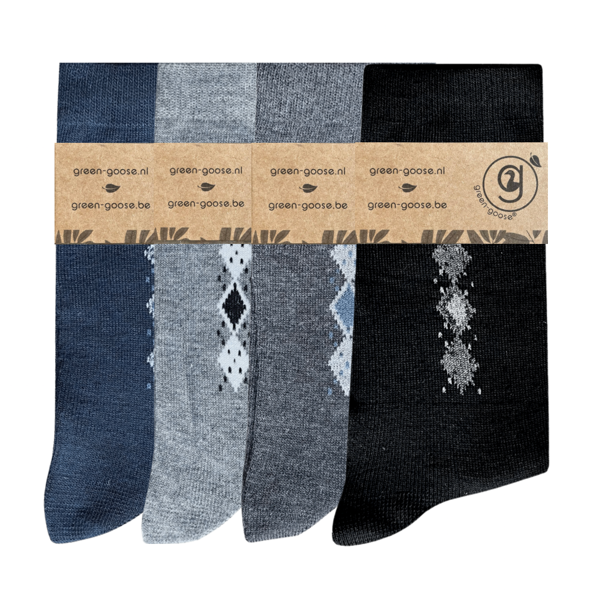 green-goose Bamboo Men's Socks - Size 39-44 - 4 Pairs - 85% Bamboo