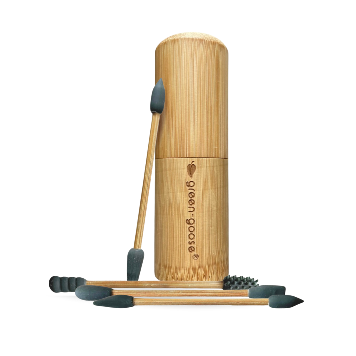 Green-Goose Reusable Cotton Swabs (4 Pieces) in Bamboo Holder