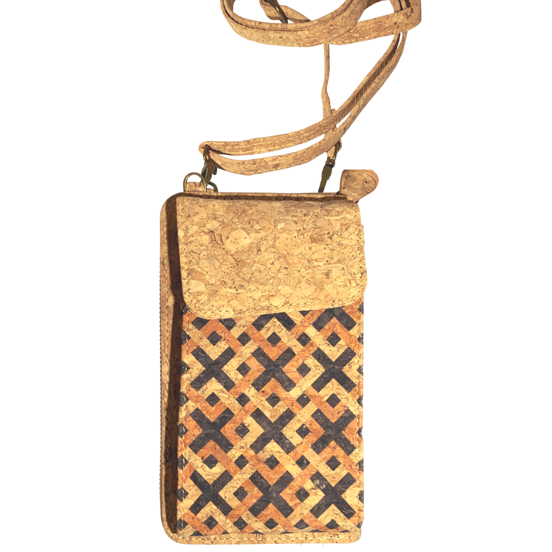 Green Goose Cork Phone Pouch - Squares