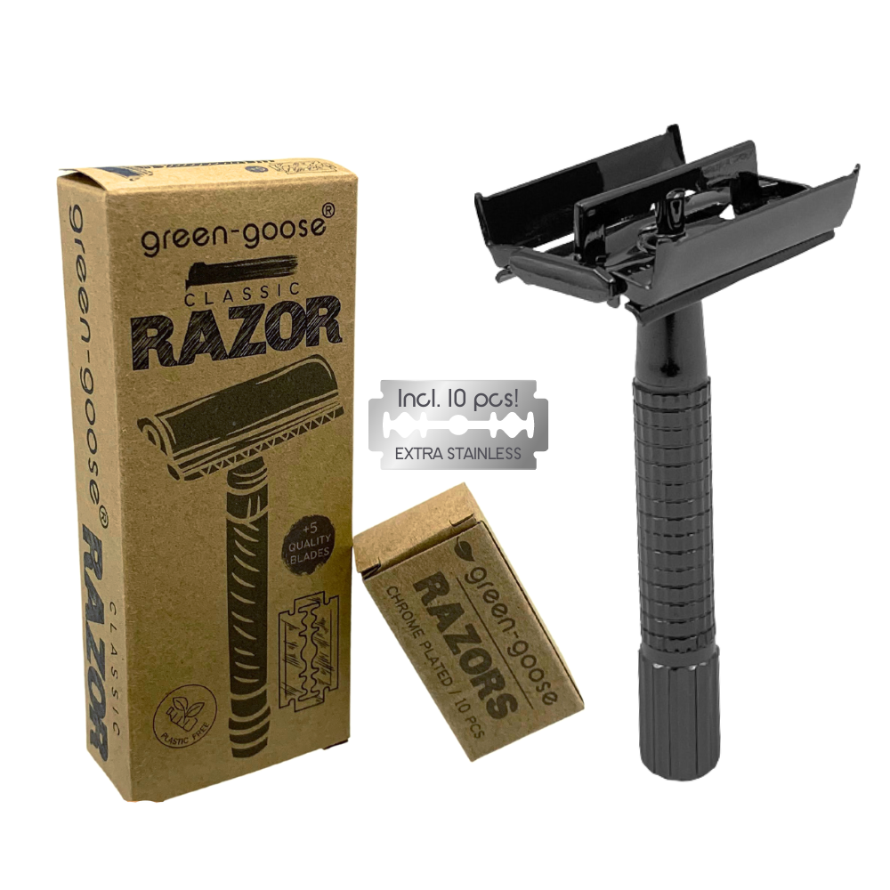 green-goose Classic Shaving Set - Black Butterfly Clasp