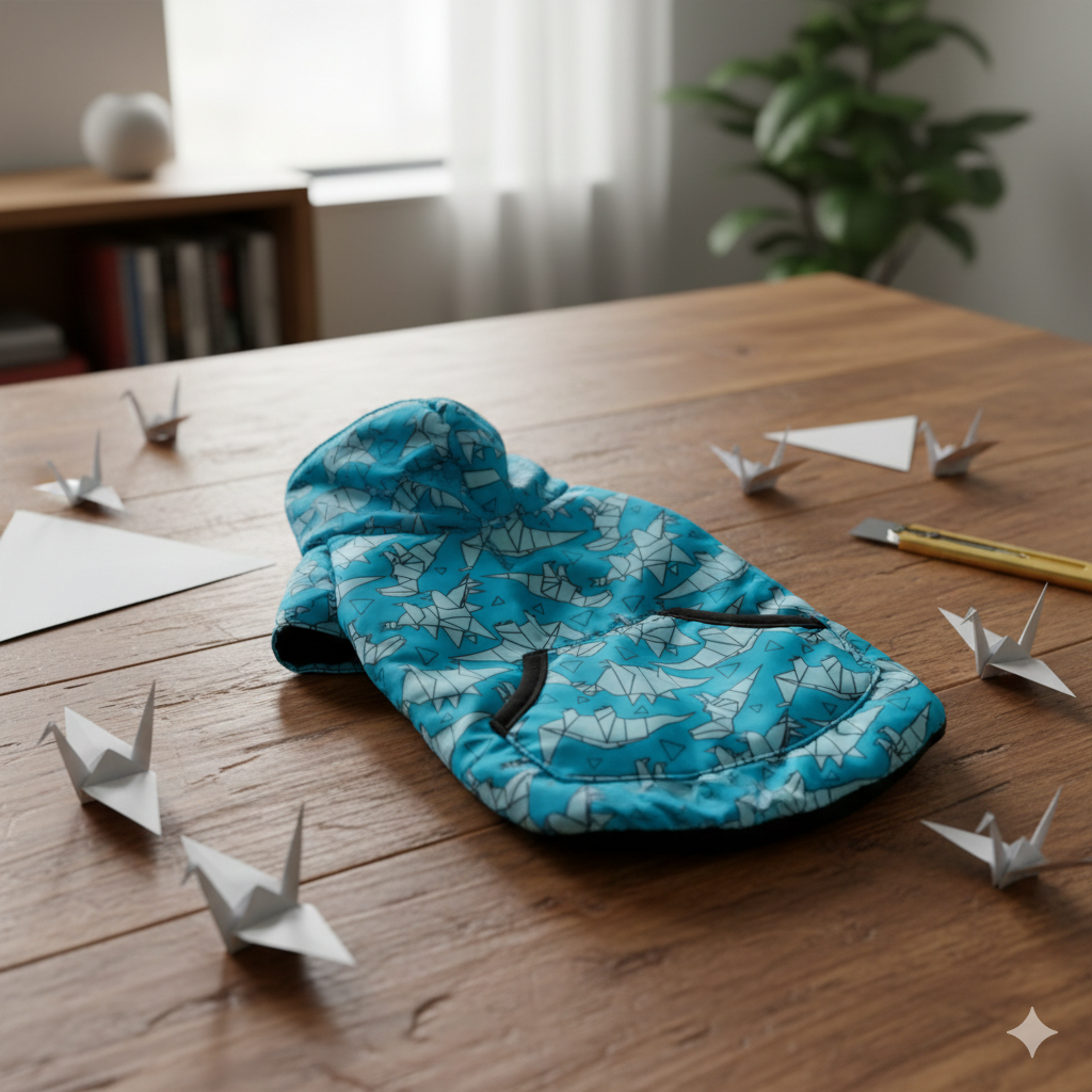 Alpha Dog Origami Print Blaue wasserdichte Hundejacke (5-teiliges Set)