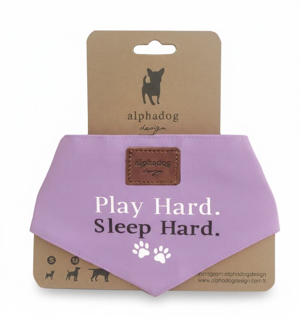 Alpha Dog Play Hard Violett Baumwoll-Hundehalstuch-Set – S, M, L