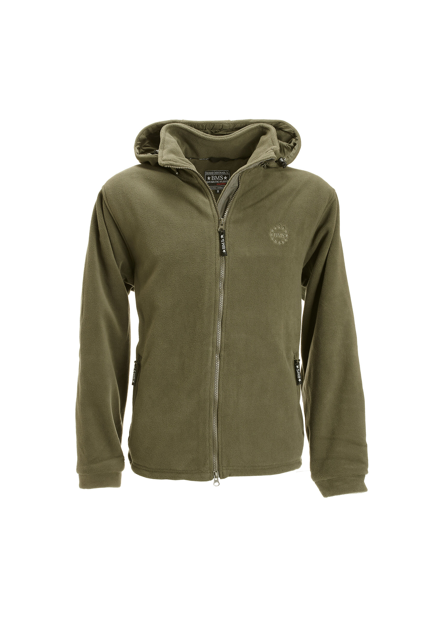 Chaqueta polar con capucha y forro cortavientos - color oliva