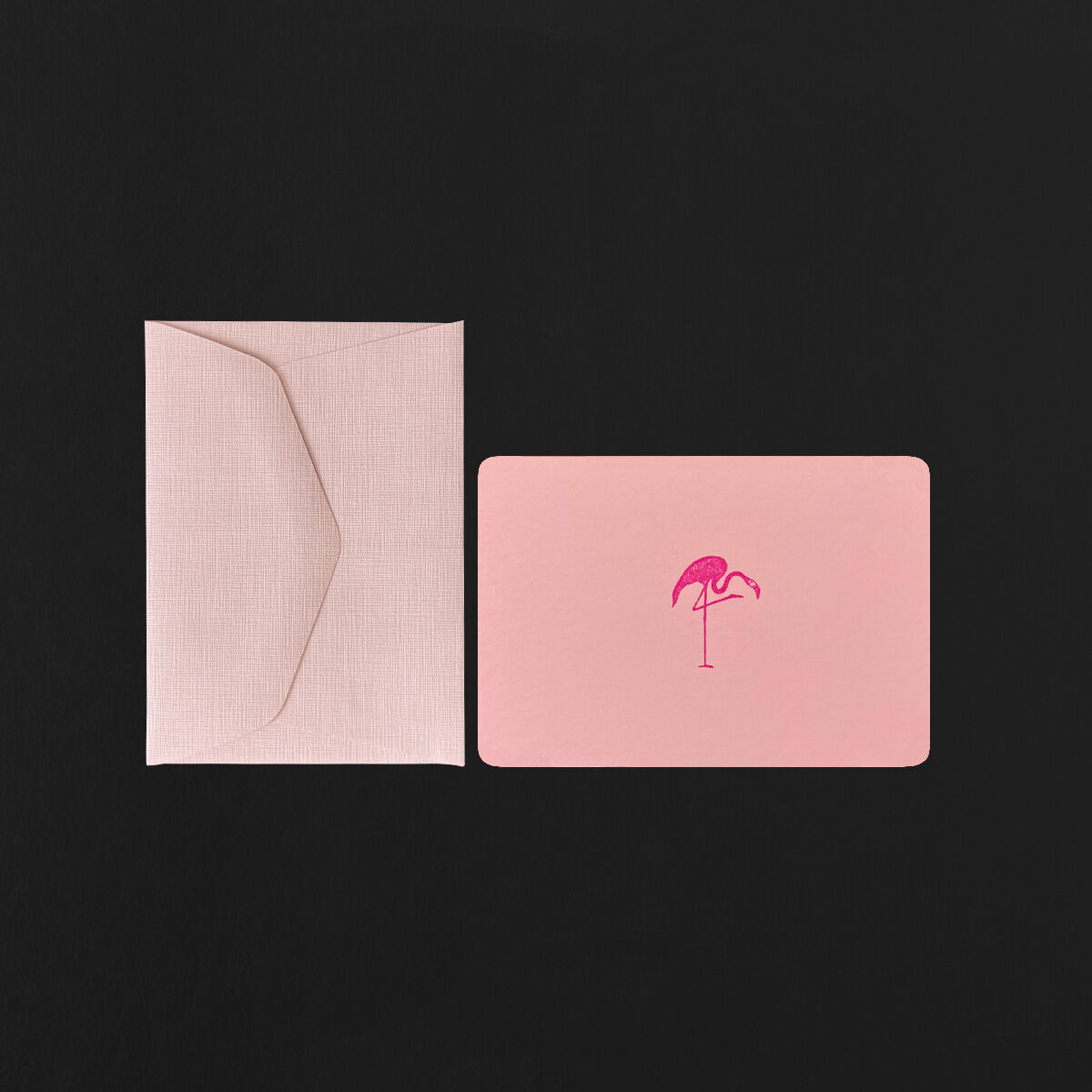 mini pink flamingo card + mini marshmallow envelope