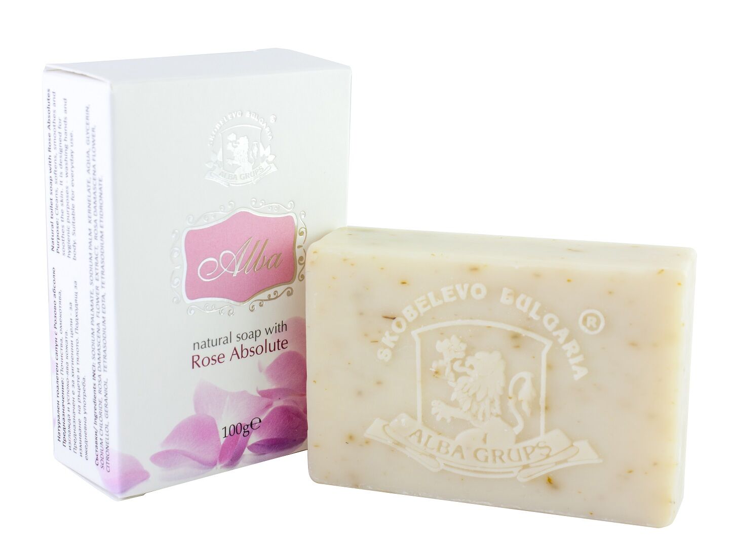 Natural Rose Soap with Rose Absolute & Flower Petals (100g) — Soothing & Smoothing